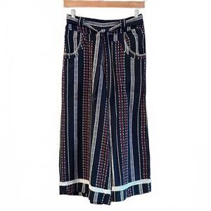 Patrons of Peace Womens Cropped Pants Navy Blue Embroidered Size M